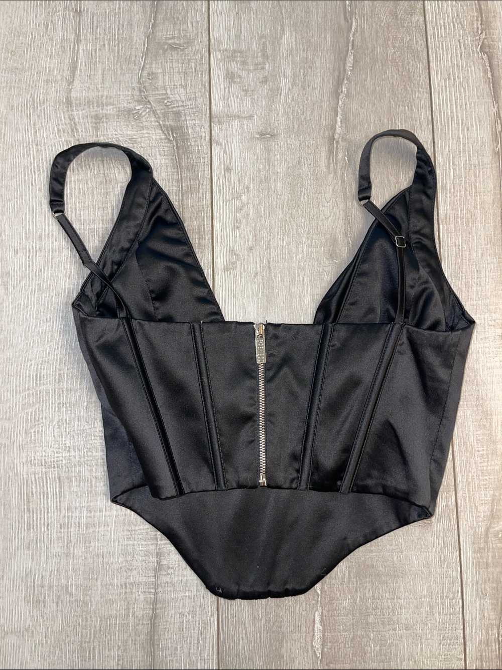🖤♠️Babyboo Black Satin Corset-Style Top XS/ worn once!🖤♠️ - Picture 3 of 4